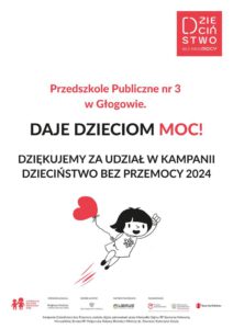 Podziękowania za udział w ogólnopolskiej kampanii “Dzieciństwo bez przemocy”